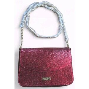 Jimmy Choo Parfums Red Shimmer Glitter Clutch Crossbody Evening Bag Purse NEW